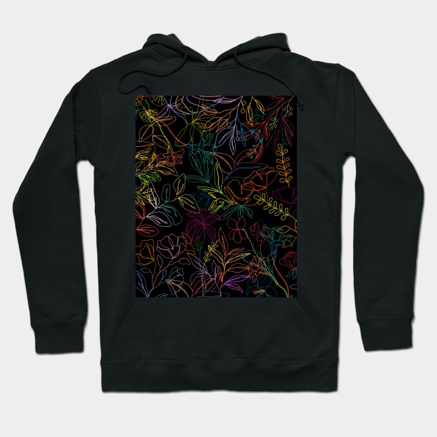 Colorful Neon Floral Patterns Hoodie by casualism